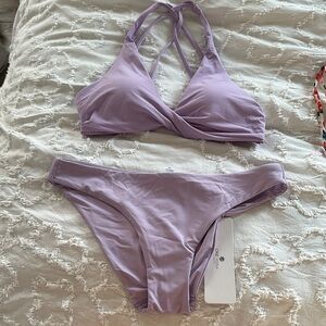 Purple Bikini Set with Sporty Wrap Design